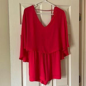 BCBG MAXAZRIA Coral Pink Cape Romper